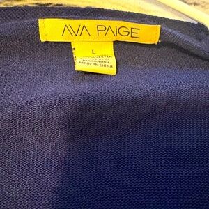 Ava Paige Navy Long knee length cardigan with beautiful gold accents on sleeves